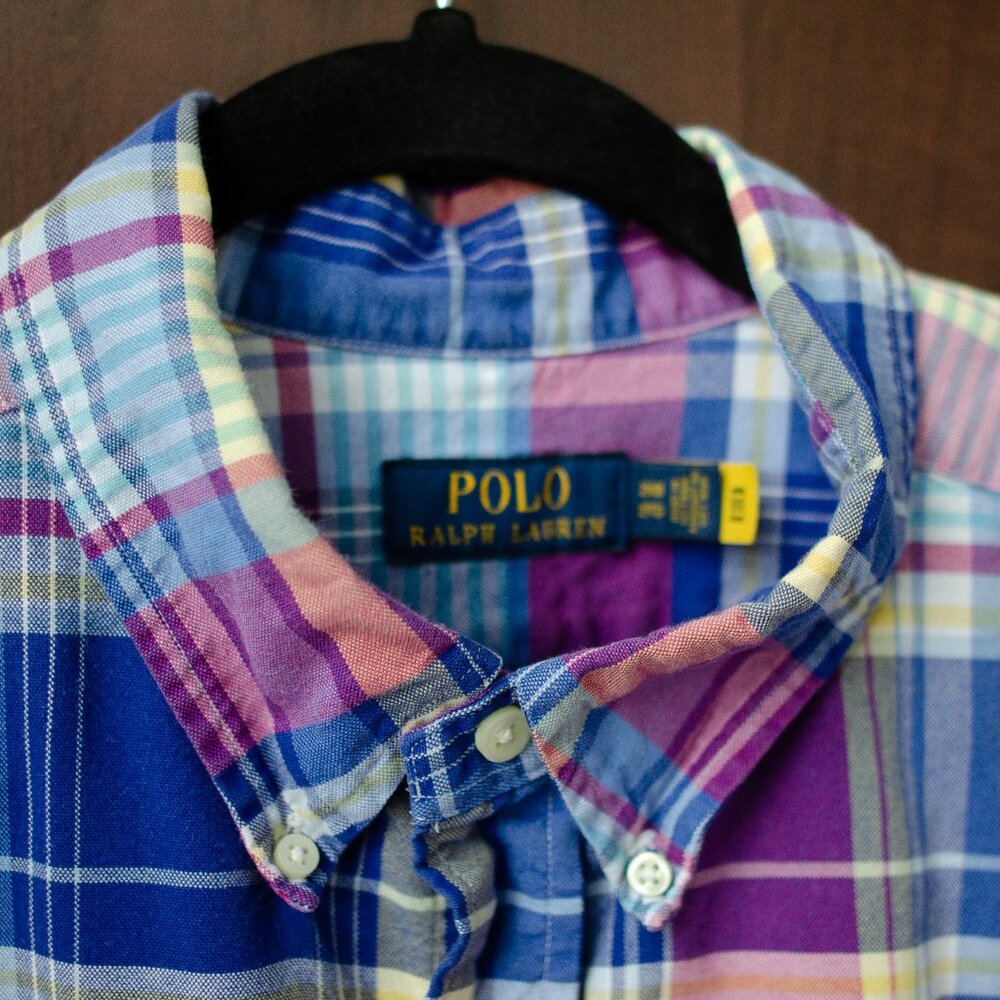 Polo Ralph Lauren Classic Fit Plaid Button-Down Shirt 2XB Multicolor Madras - Picture 2 of 3